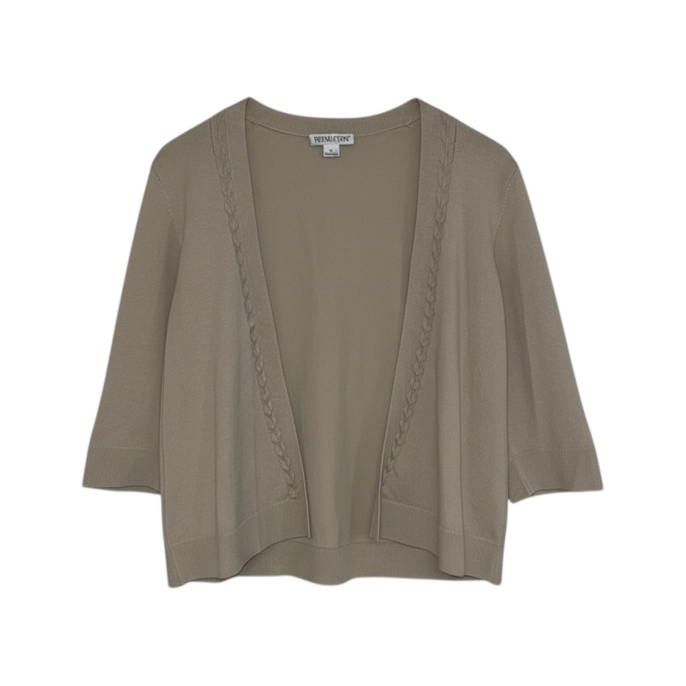 Vintage Pendleton Open Cardigan‎ Women’s Large Beige Silk Blend Knit Sweater